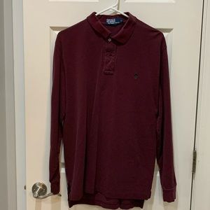 Men’s Ralph Lauren polo, maroon, long sleeve, size L